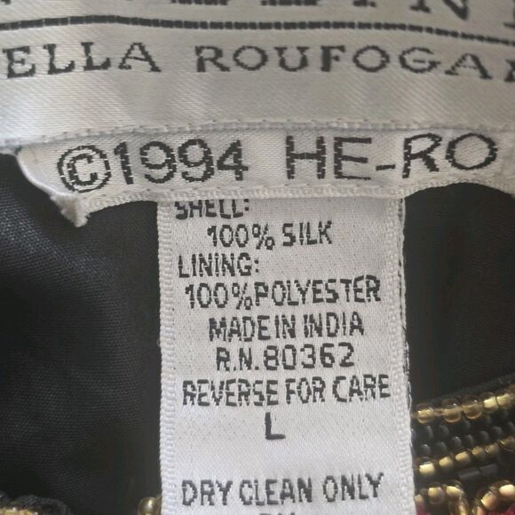 NiteLine By Della Roufogali Floral Silk Sequin  Jacket Size L Christmas New Year - Picture 9 of 10